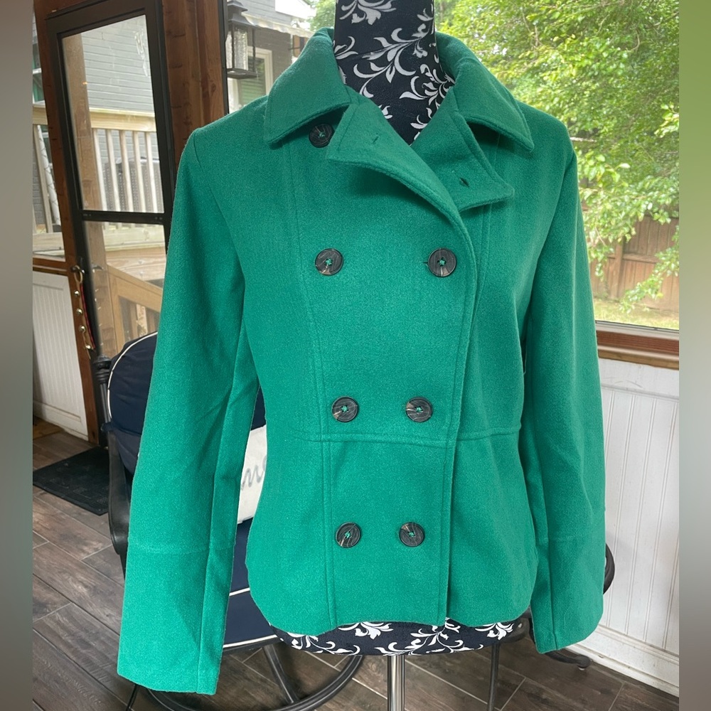 NWT Active USA Bold Green Pea Coat
